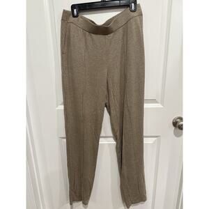 Pure J. Jill Tranquility Fleece Pull-On Tapered Pants Heathered Bark Tan M Tall
